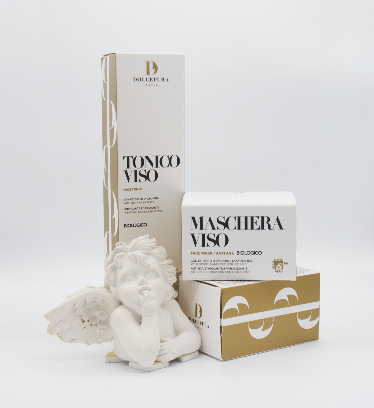 Set DolcePura "SPLENDIDA" per il VISO (tonico e maschera per la cura della pelle) certificato opuntia e licopene, prodotto artigianale