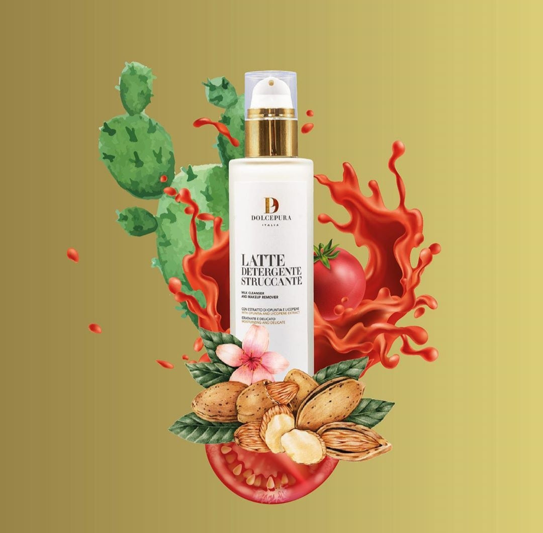Leche limpiadora facial desmaquesadora "PUREZA" (con opuntia y extracto de licopeno). Orgánica y herbal. PH fisiológico 5,5