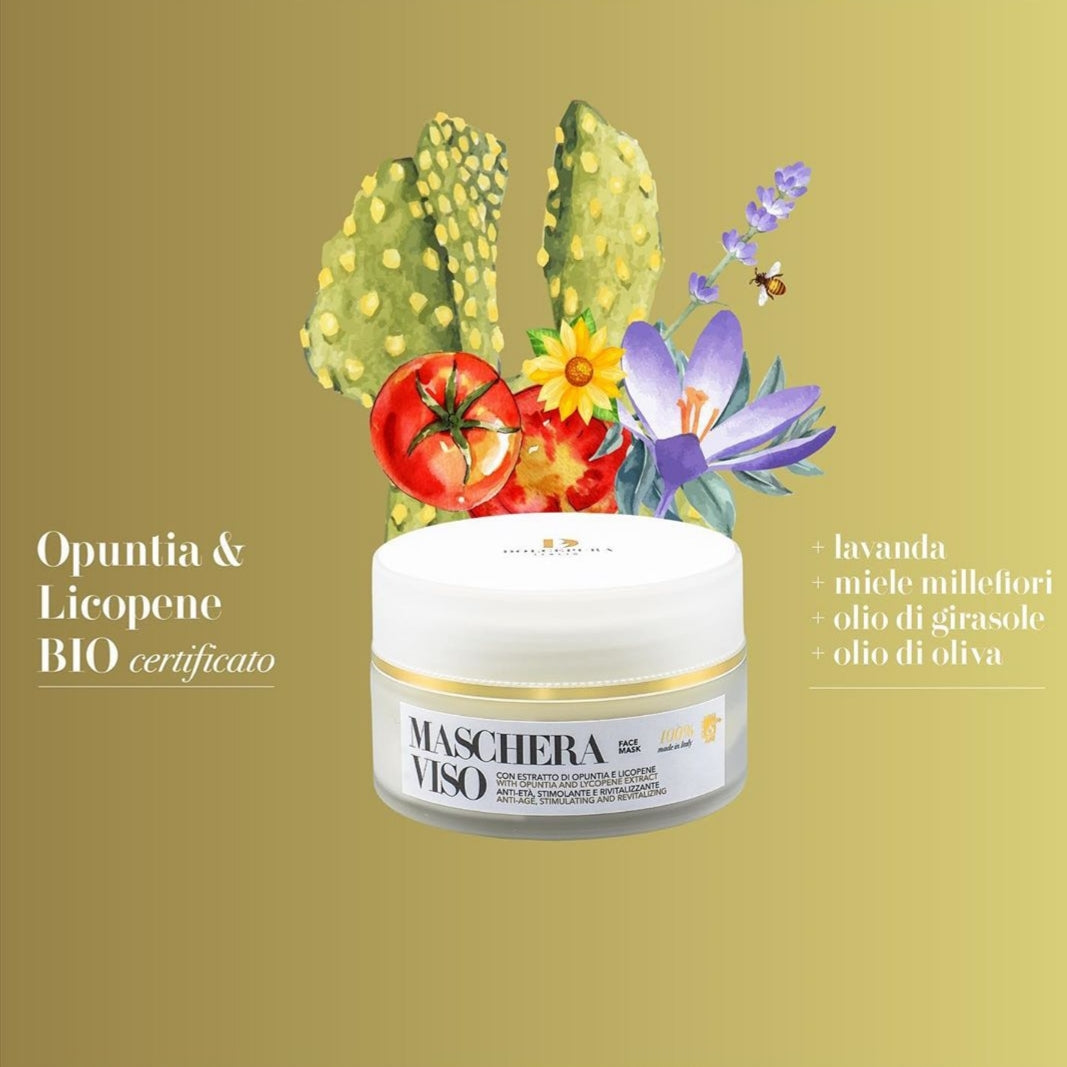 Mascarilla cosmética facial "NATURALMENTE HERMOSA" - bio licopeno opuntia (antienvejecimiento, estimulante y regenerador). Origen orgánico y vegetal