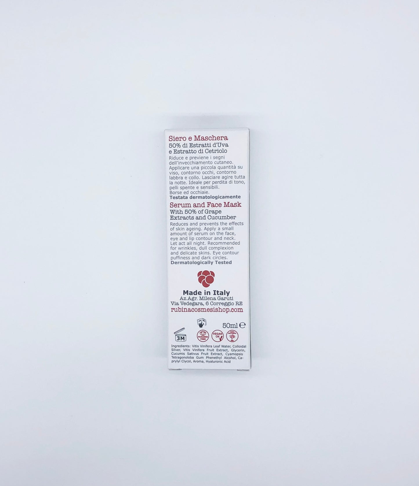 Sérum ou masque WAW pour le CORPS, le VISAGE, les YEUX, les LÈVRES, le COU pour la perte de tonus et les cernes. Approuvé dermatologiquement. Extrait de raisin, extrait de concombre