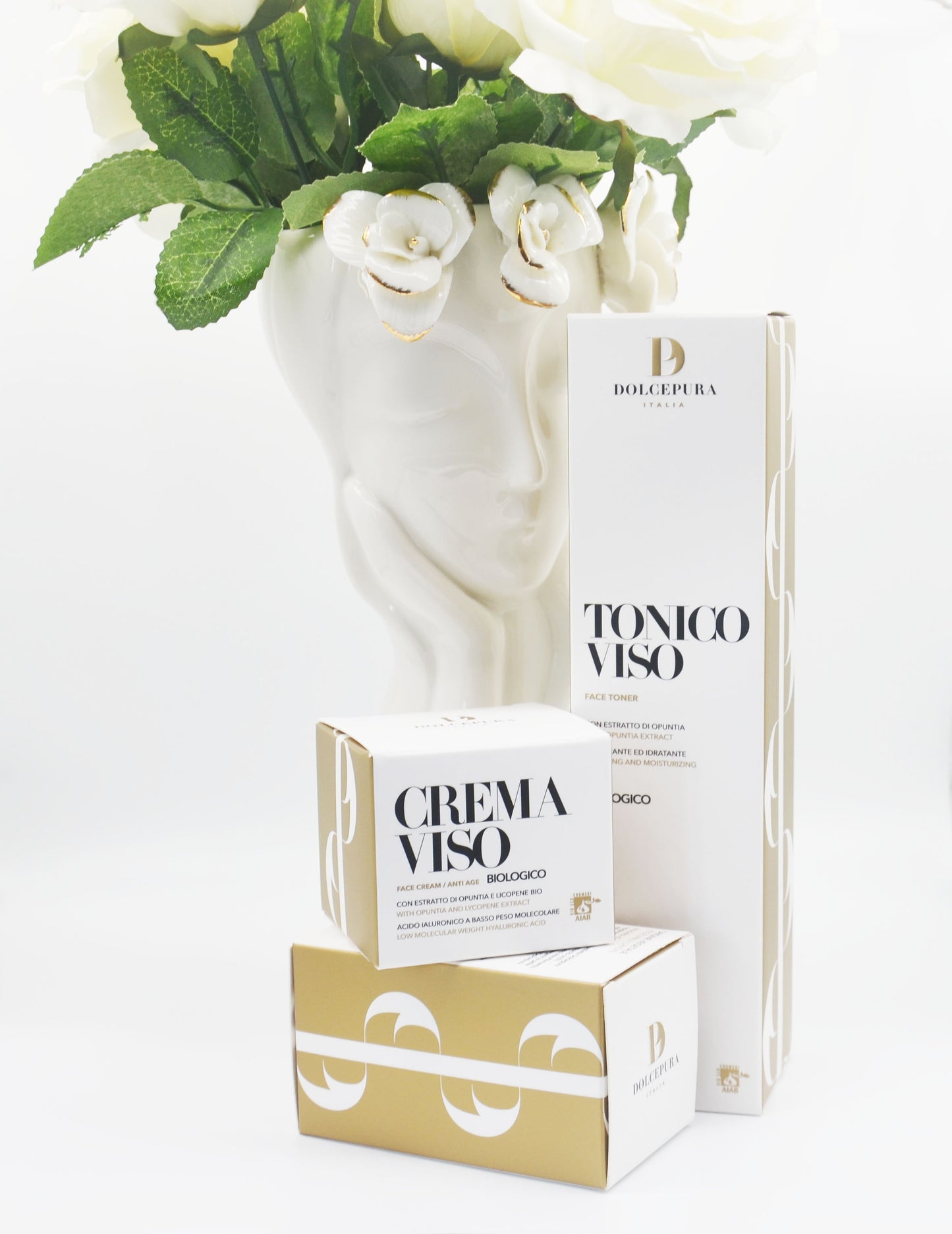 VISO set tonico e crema "GENTILE" (da ingredienti italiani organici) produzione artigianale. Certificato AIAB ecobio